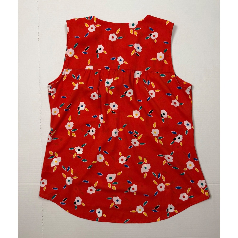Cabi Sleeveless Blouse Floral Small Red Front Tie V-Neck Casual Top - Picture 7 of 7